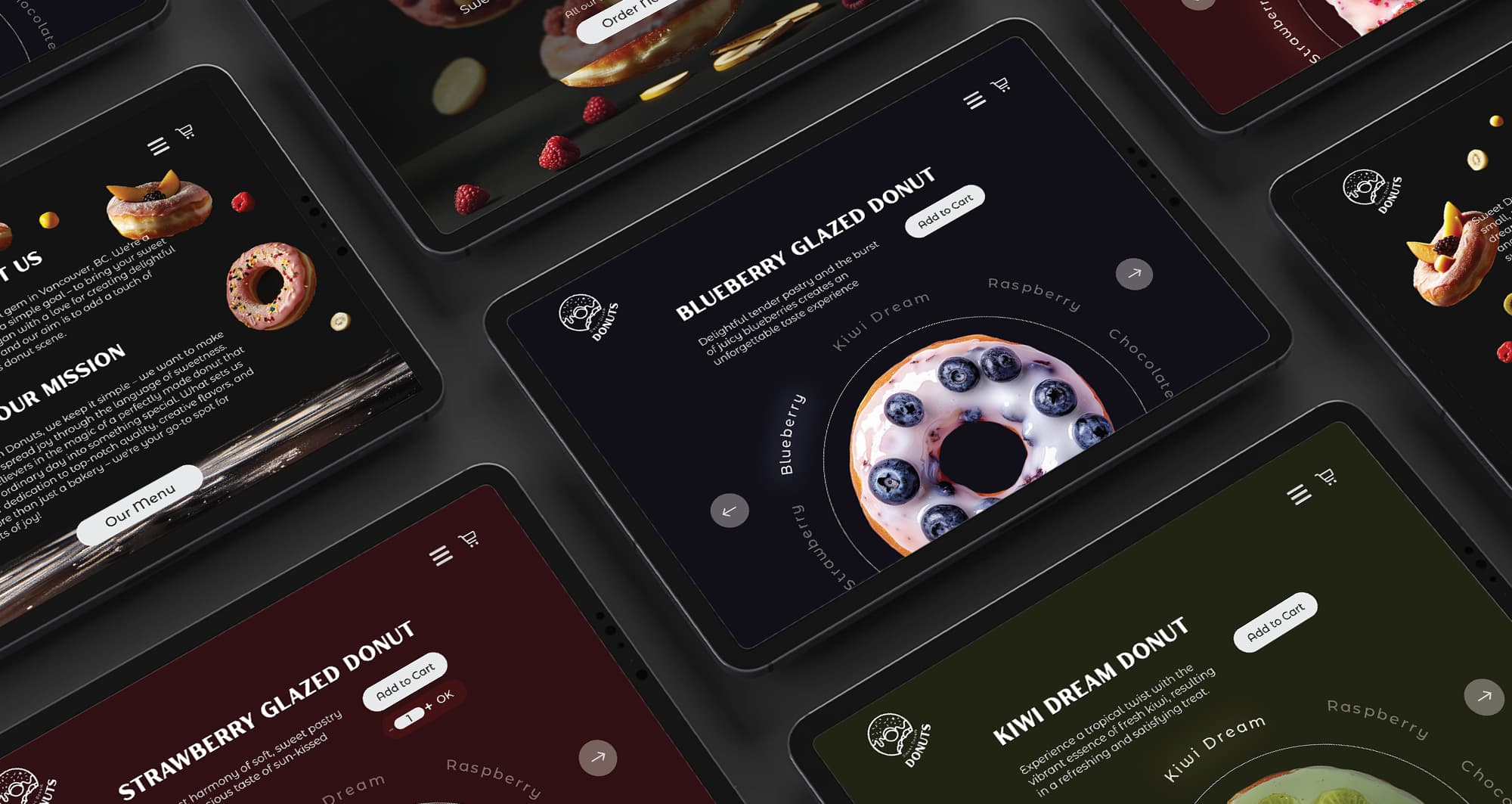 Dream Donuts — conceptual mobile ordering experience overview